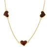 Jan Leslie Triple Station Heart 20" Necklace Set In Sterling Silver With 18k Gold Overlay In Red