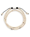 JAN LESLIE WHITE BONE & STERLING SILVER BEADED WRAP BRACELET