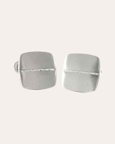 Jan Leslie Women's Brushed Soft Square Diamond & Sterling Silver Cufflinks