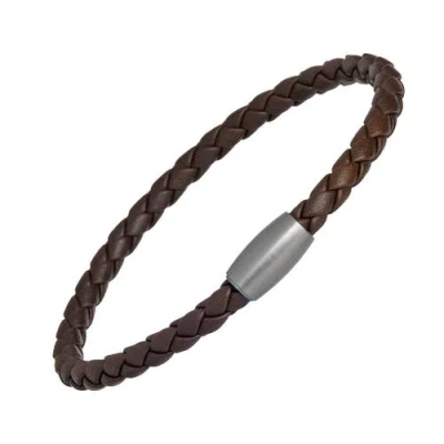 Jan Leslie Woven Leather Bracelet With Magnetic Closure In Brown