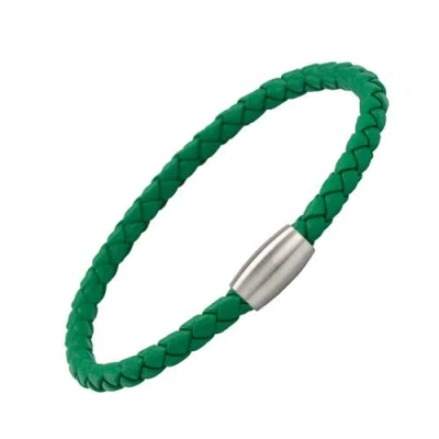 Jan Leslie Woven Leather Bracelet With Magnetic Closure In Green