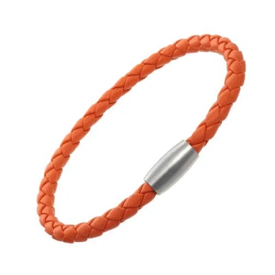 Jan Leslie Woven Leather Bracelet With Magnetic Closure In Orange