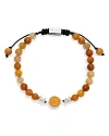 Jan Leslie Men's Yellow Jade & Brass-plated Sterling Silver Beaded Bracelet In Yellow