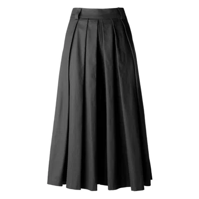 Jana Coshè Women's Black Cotton Skirt Trousers – Sculptural Wide-leg Occasion Pants