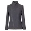Jana Coshè Women's Grey Wool Jacket With Asymmetric Zip – Handmade From Italian Virgin Wool In Gray