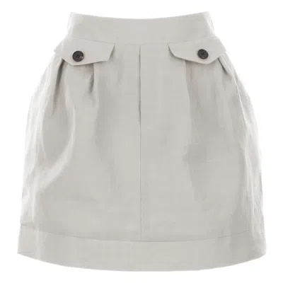 Jana Coshè Women's Neutrals Natural Linen Mini Skirt With Pleats And Pocket Flaps In Gray