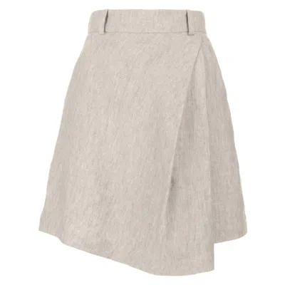 Jana Coshè Women's Neutrals Natural Linen Skort With Asymmetric Wrap Front