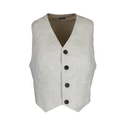 Jana Coshè Women's Neutrals Open Back Linen Vest With Horn Buttons
