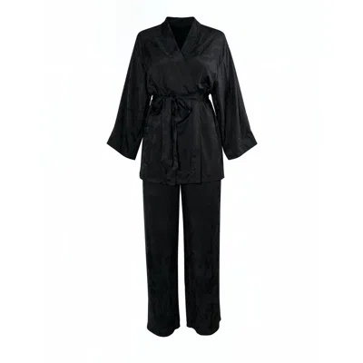 Janara Jones Black Jacquard Lucy Kimono Set