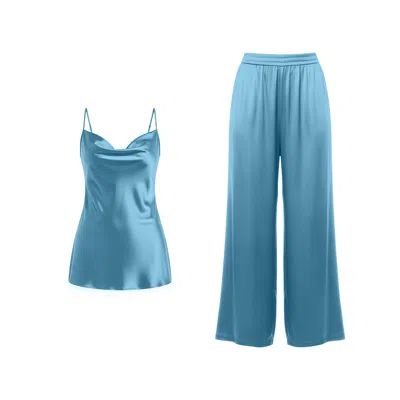 Janara Jones Blue Aqua Serenity Ailene Satin Set