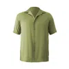 Janara Jones Men's Green Olive Satin London Shirt In Green