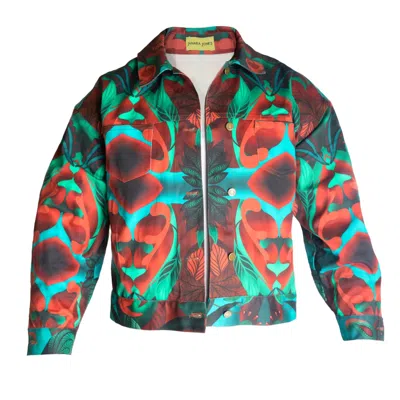 Janara Jones Men's Unisex Autumn Paisley Print Denim Jacket M In Multi