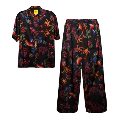 Janara Jones Psycho Mushrooms Satin Mirage Set In Black
