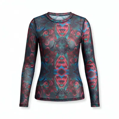 Janara Jones Women's Autumn Paisley Mesh Printed Long Sleeve Zara Top In Multi