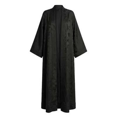 Janara Jones Women's Black Jacquard Abaya Kaftan
