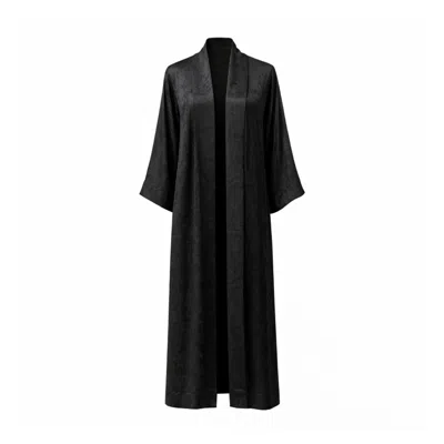 Janara Jones Women's Black Jacquard Samurai Abaya Kaftan