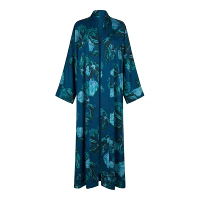 Janara Jones Women's Blue Floral Bomb Abaya Kaftan