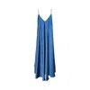 Janara Jones Women's Blue Ocean Mist Maxi Satin Dress