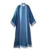 Janara Jones Women's Blue Ocean Mist Satin Abaya Kaftan