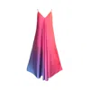Janara Jones Women's Boston Print Mariella Satin Maxi Dress In Blue/orange/pink