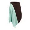Janara Jones Women's Brown / Green / Neutrals Mint Chocolate Viscose Low-waisted Asymmetric Midi Skirt In Brown/green
