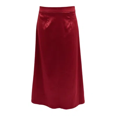 Janara Jones Women's Brown / Red Beetroot Satin Low-waisted Maxi Skirt