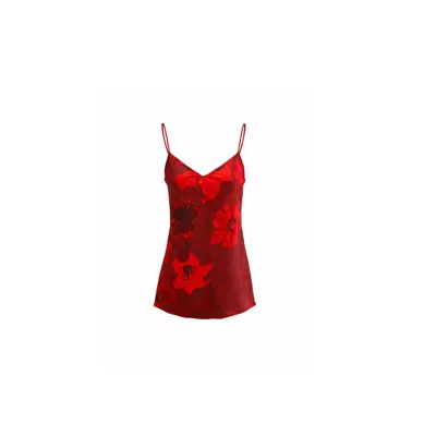 Janara Jones Women's Burgundy Floral Bomb Print Cami Top In Red