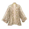 Janara Jones Women's Gold / Silver Golden Silver Stars Shimmering Mesh Short Kimono Kaftan In Gold/silver