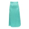 Janara Jones Women's Green Aquamarine Polkadot Print Satin Low-waisted Maxi Skirt In Green