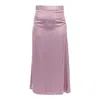 Janara Jones Women's Neutrals / Pink / Purple Lavender Polkadot Print Satin Low-waisted Maxi Skirt In Pink/purple