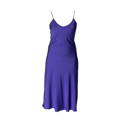 Janara Jones Women's Pink / Purple Purple Satin Midi Slip Dress In Pink/purple