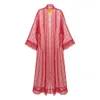 Janara Jones Women's Red Beaded Organza Long Abaya Kaftan In Red