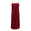 Janara Jones Women's Red / Black Lava Print Chiffon Side-split Staight-neck Cami Top In Red/black