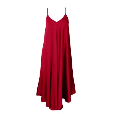 Janara Jones Women's Red Burgundy Satin Maxi Mariella Dress