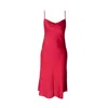 Janara Jones Women's Red Coral Satin Cami-slip V-neck Midi Dress In Red