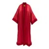 Janara Jones Women's Red / Pink / Purple Fuchsia Red Cuffs Satin Long Abaya Kaftan In Red/pink/purple