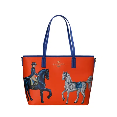 Janara Jones Women's Rider On Stallion Hand Painted Orange Tote Bag