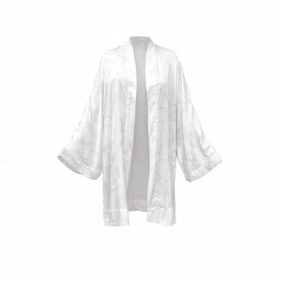 Janara Jones Women's White Koi Fish Print Short Kimono Kaftan
