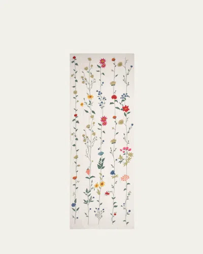 Janavi India Blossom Bliss Merino Wool Scarf In Ivory