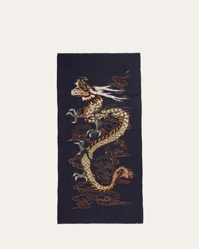 Janavi India Dragons Legacy Embroidered Cashmere Wrap In Blue