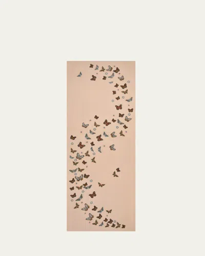 Janavi India Fluttering Butterflies Cashmere Scarf In Nude