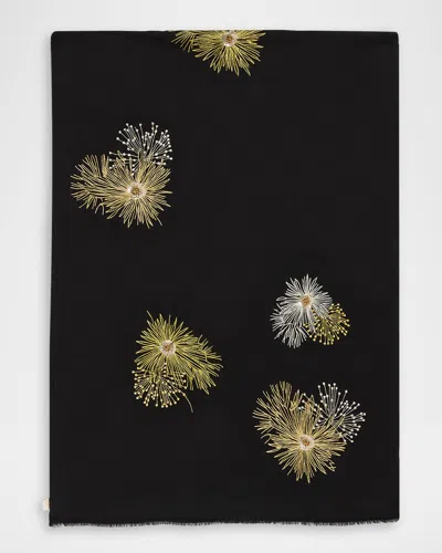 Janavi India Twinkling Glitz Sequined Wool Scarf In Black