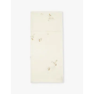 Janavi India Womens Iris Rhinestone-embellished Merino Wool Scarf Cream