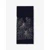 Janavi India Womens  Pearl Art Rhinestone-embellished Merino Wool Scarf In Navy