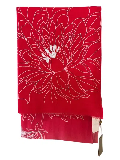 Janavi Women's Dahlia Line Art Wrap In Pink/geranium In Red