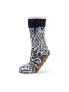 Jane And Bleecker Women's Geometric Faux Fur Lined Crew Socks In Navy