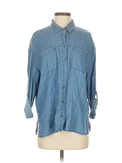 Pre-owned Jane And Delancey 3/4 Sleeve Button Down Shirt In Blue
