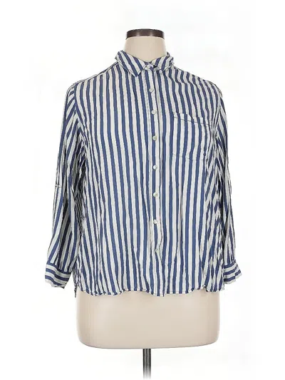 Pre-owned Jane And Delancey 3/4 Sleeve Button Down Shirt In Blue