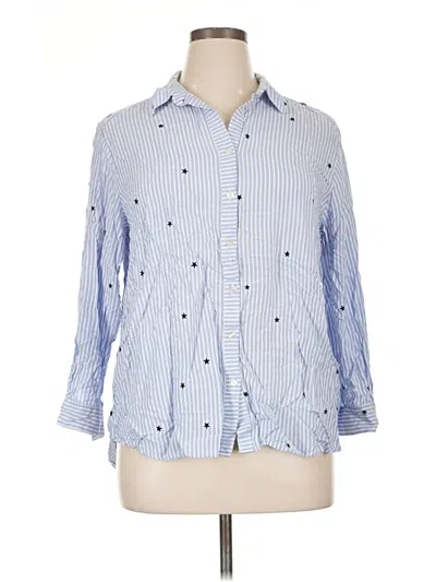 Pre-owned Jane And Delancey 3/4 Sleeve Button Down Shirt In Blue