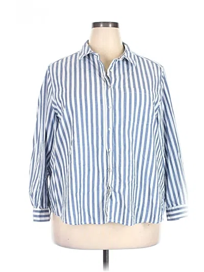 Pre-owned Jane And Delancey 3/4 Sleeve Button Down Shirt In Blue